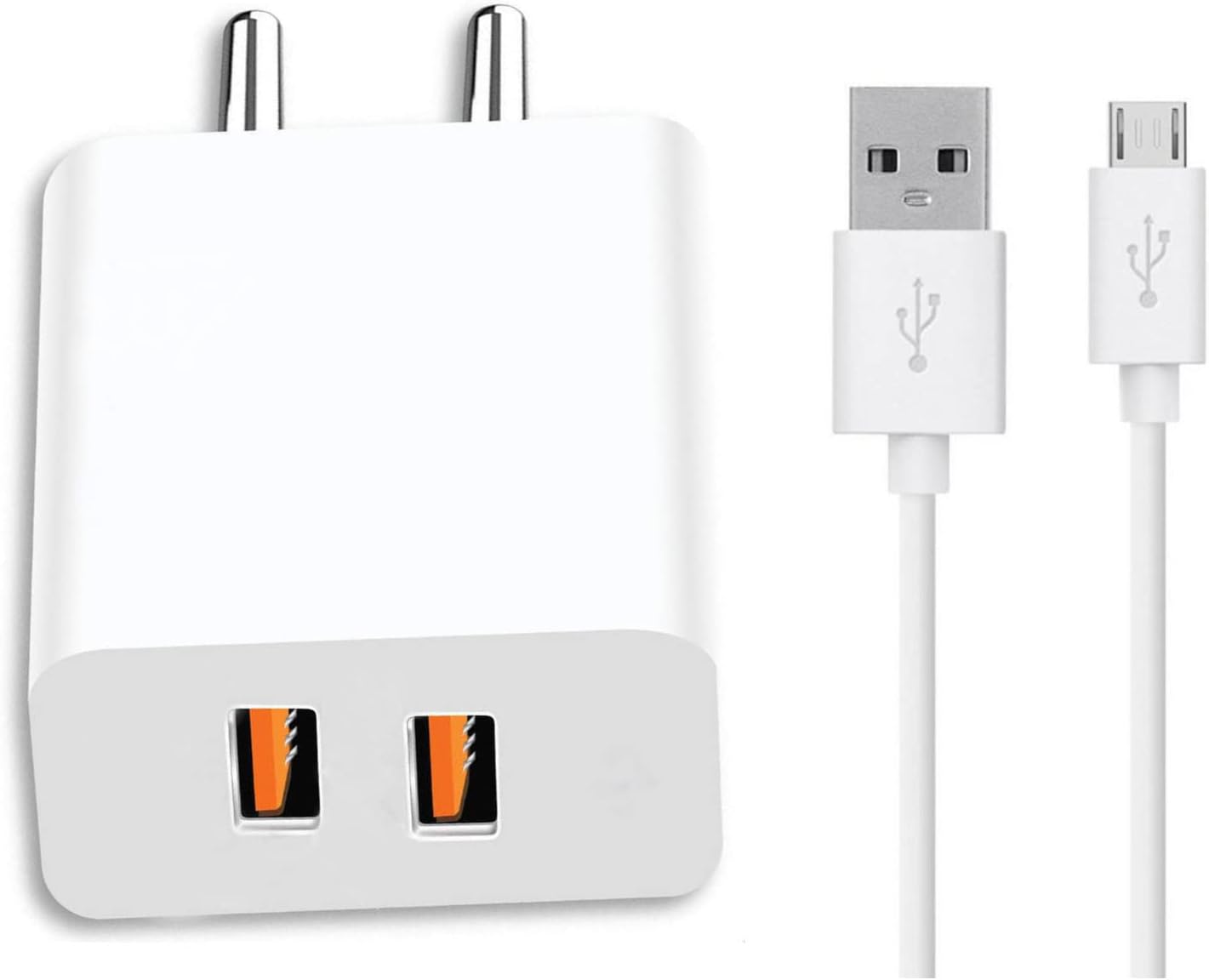 Shopdeal 2Port Charger For Samsung Galaxy A2 Core Charger Original Adapter Like Mobile Charger | Wall Charger Android Smartphone Travel Charger | Multi-Layer Protection, Hi Speed Fast Dual port Charger With 1.2m Charging & Sync Micro Data Cable ( 3.4Amp, B4, White )