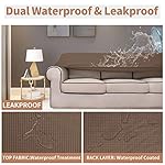 Easy-Going 100% Waterproof Couch Cover, Dual Waterproof Sofa Cover, Stretch Jacquard Sofa Slipcover, Leakproof Furniture Protector for Kids, Pets, Dog and Cat (Sofa, Brown) - Image 4