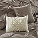 Madison Park Essentials Room in a Bag Faux Silk Comforter Set - Luxe Diamond Tufting All Season Bedding, Matching Curtains, Decorative Pillows, Taupe Queen(90