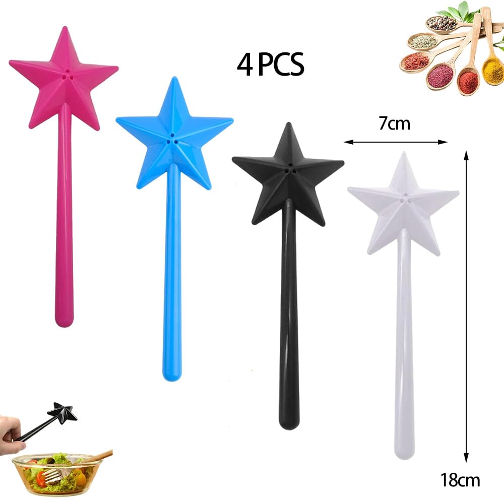 4 Pièces Salière Baguette Magique Distributeur Sel Et Poivre en Forme D'étoile Bouteille à Épices avec Trous pour la Cuisine Camping Voyage