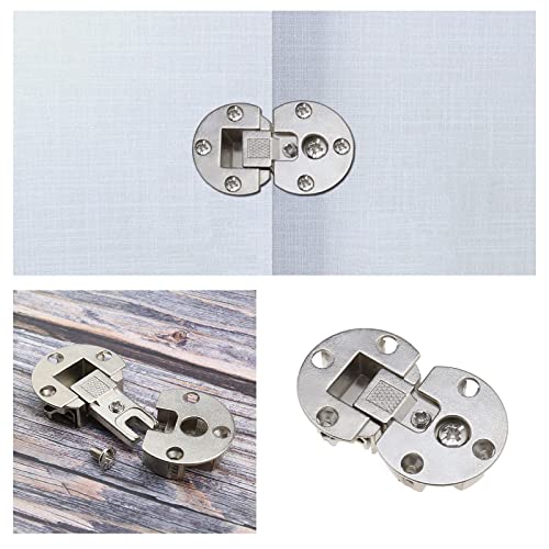 eMagTech 2PCS Semi-Circular Hinges with Fixing Screws 90 Degree Page Turning Axis Adjustable Cabinet Door Hidden Hinge Special Table Drop Down Hinge Flush Hinge - Image 2