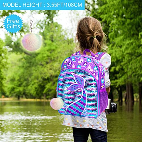 Gxtvo 3Pcs Mermaid Backpack For Girls, 16" Sequin Prechool Elementary Bookbag And Lunch Box #TOP1