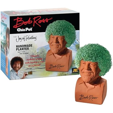 Chia Bob Ross Planter with Seeds Cover