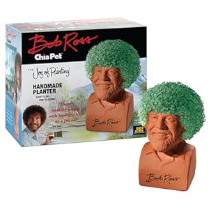 Chia Pet Bob Ross with Seed Pack, Decorative Pottery Planter, Easy to Do and Fun to Grow, Novelty Gift, Perfect for Any Occasion