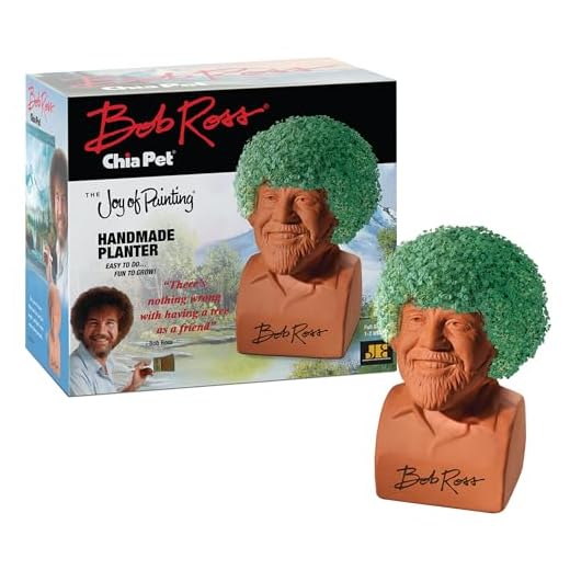 Chia Pet Bob Ross with Seed Pack, Decorative Pottery Planter, Easy to Do and Fun to Grow, Novelty Gift, Perfect for Any Occasion