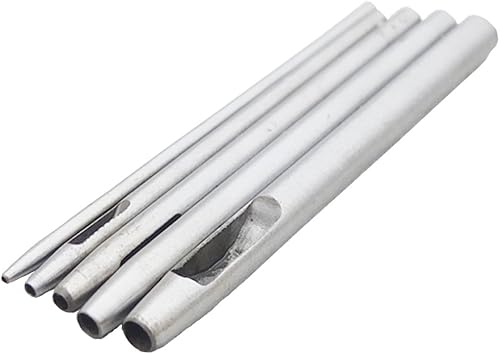 5 piezas - 0.039 in, 0.079 in, 0.118 in, 0.157 in, 0.197 in agujero hueco de acero redondo cortador herramienta 4 cinturón de cuero banda reloj