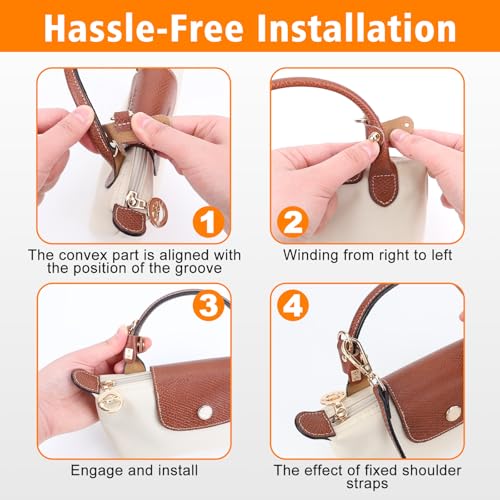 Image of 2Sets Shoulder Strap for Longchamp Bag Women, Purse Organizer, No-Punch Length Adjustable Leather Replacement Strap