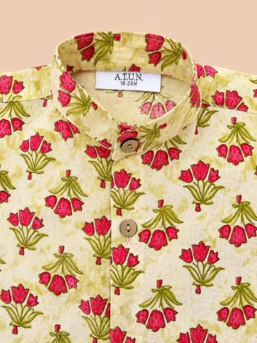 Image of A.T.U.N. (ALL THINGS UBER NICE) Boys 100% Cotton Printed Shirt | Half Sleeve Smart Casual Shirt for Kids | Soft Breathable Button Placket Top for Boys