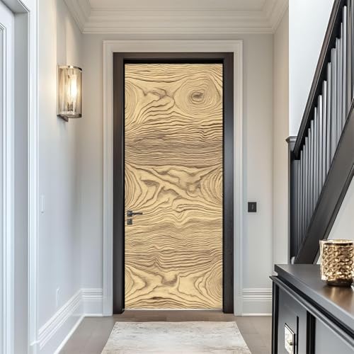 Tizhweqo Pegatina Puerta Grano de Madera Pegatinas para Puertas De Madera Adhesivo Vinilo 3D Puerta Pegatina Pared Murales Papel Pintado Poster para Sala de Baño Decorativos 80x200 cm a5573