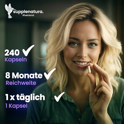 L Theanin | IDEAL DOSIERT: 200mg | 240 Kapseln | Laborgeprüft & Hochrein | L-Theanin von SUPPLENATURA® 3