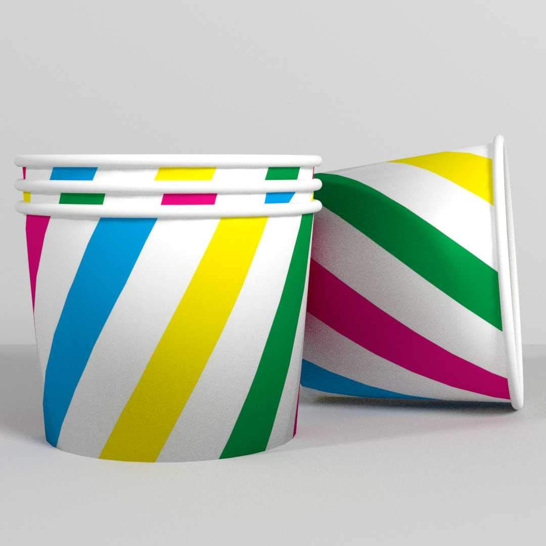 PARICOTT 150ml Paper Container/Paper Bowl Design -Stripe (Pack of 100 Cups)
