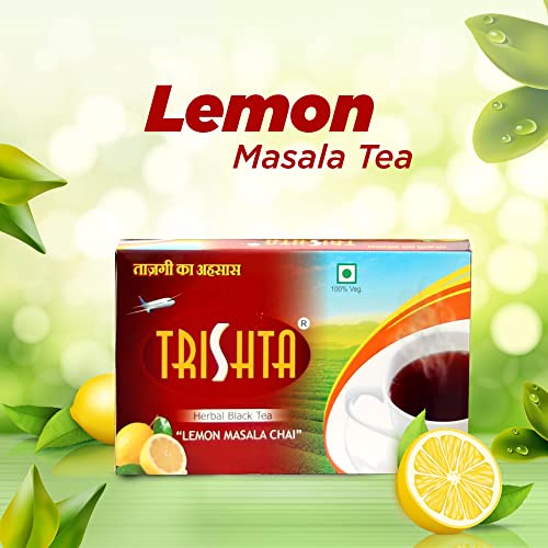 Image of Trishta Lemon Masala Green Tea Box | Healthy Tea | Loaded Herbs | Antioxidant | 30 Seconds To Prepare | 100% Natural | No Preservatives,100 Grams