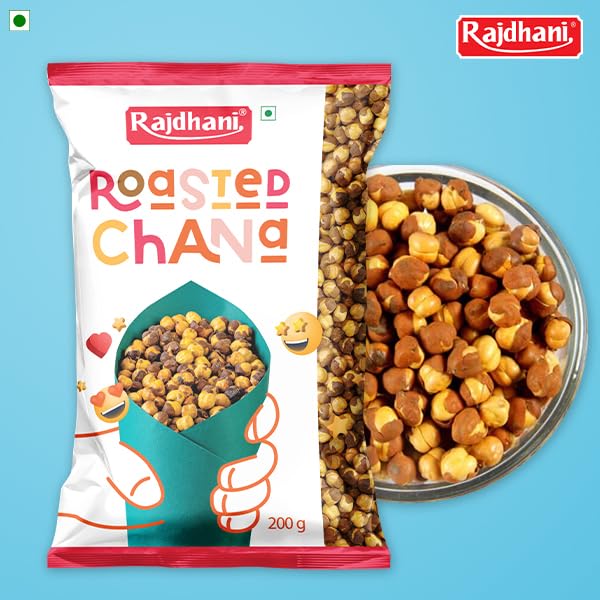 Image of Rajdhani Roasted Chana 200g | Without Skin | High Protein Snack | Healthy Roasted Chana Whole | Ready-to-Eat | Fibre Rich & Gluten Free