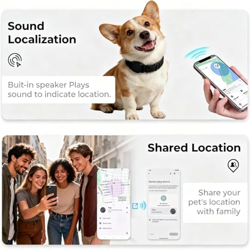 GPS Dog Tracker Collar (iOS & Android), Bluetooth Dog Tracker GPS, Smart Pet Activity Tracker, No Monthly Fee, Work with Apple Find My & Google Find Hub, Finder Tag for Pets,Items (1 Pack) Black - Image 5