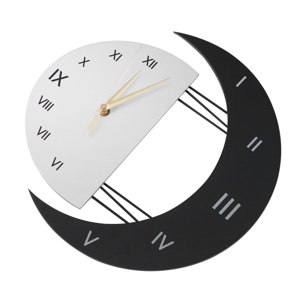 Horloge murale design lune soleil montre moderne silencieuse sans pile