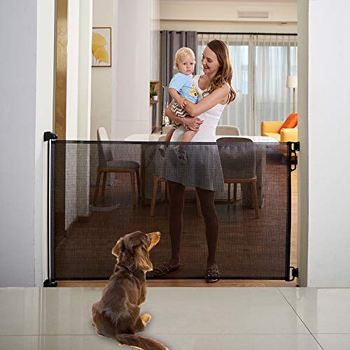Easybaby Extra Wide Retractable Baby Gate, 33" Tall, Extends Up To 71" Wide, Black / Child Safety Baby Gates, Pet Retractable Gates For Stairs, Doorways, Hallways, Indoor And Outdoor #TOP1