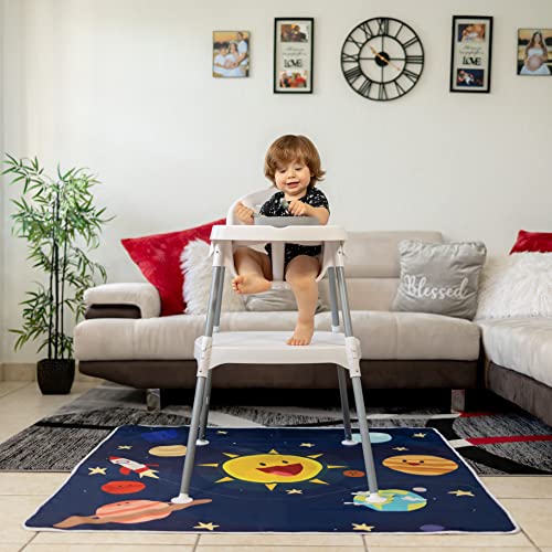 Interestellar Splat Mat : The Journey Where Your Floors Stay Clean, Splash Mat For Under Highchair 51X51 Inch, Flexible Spoons Included, Non-Slip Splat Mat For Under High Chair, Waterproof Mat #TOP1