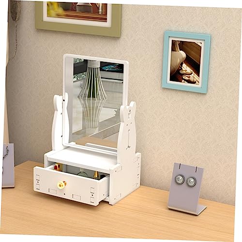 Miroir de maquillage de table blanc avec tiroir idéal pour optimiser un bureau d'étudiante
