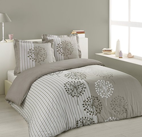 Vision Anna - Funda nórdica y 2 Fundas de Almohada, algodón, Beige, 240 x 220 cm