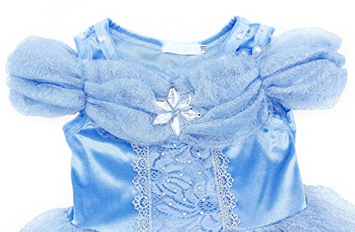 Jurebecia menina princesa vestido Cinderela vestido Cinderela azul borboleta vestido Cinderela vesti
