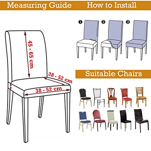 Image of HOKIPO Chair Slip Cover Set of 2 Stretchable Elastic Dining Seat Frill Cover (AR-4091-D1*2)