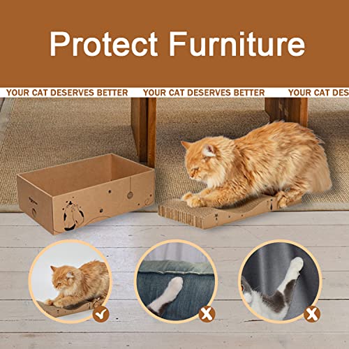 RUBMEOW Cat Scratcher Cardboard Scratch Pad Box for Indoor Cats,5pcs Scratching Board Bed Reversible Durable,with Catnip