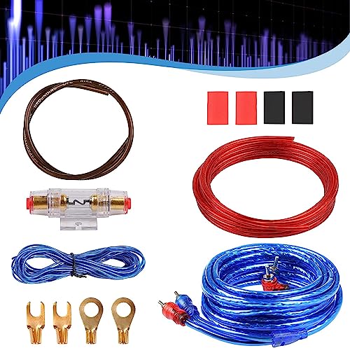 REAQUE Kit de Cables 8GA para Amplificador de Auto, Conjunto de Conexión, Cables de Subwoofer, Audio para Coche, 800W 5m Cable de Alimentación, 5m Audio y Control