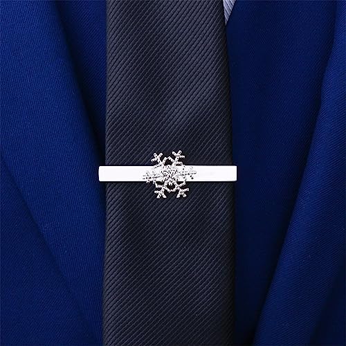 Caja de regalo con combinación de gemelos franceses y clip de corbata de copo de nieve 2