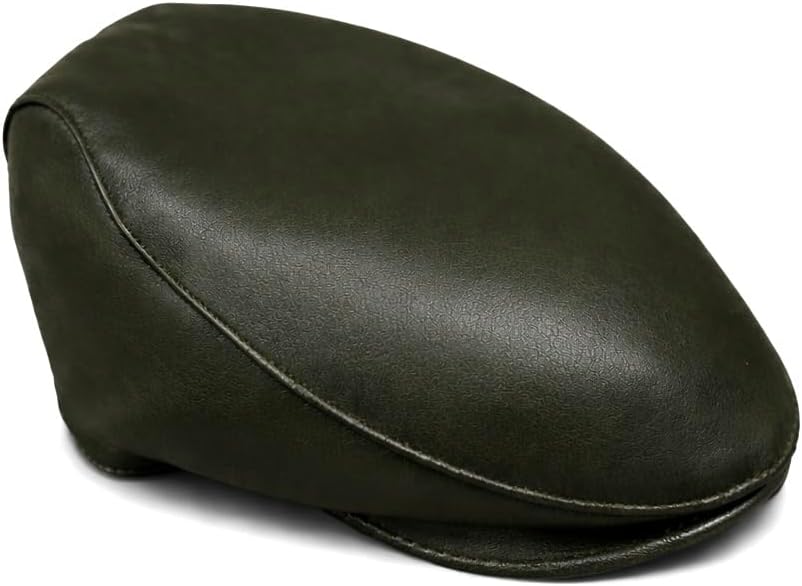 Handmade Men’s Real Leather Newsboy Cap – Vintage Sheepskin Leather Flat Cap, Classic Cabbie Driver Ascot Hat - Image 6
