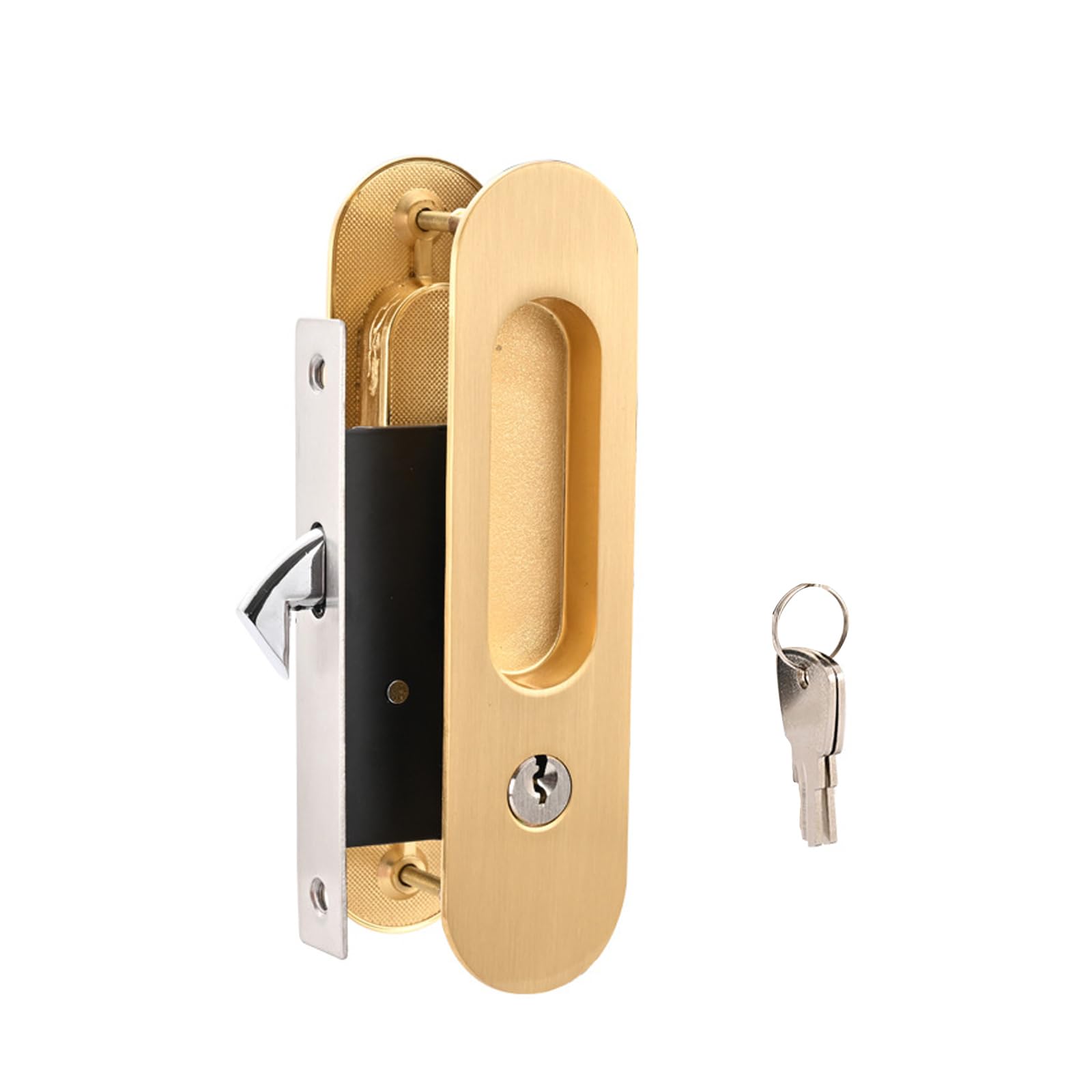 Xjdzineq Duty Rust-Resistant Zinc Alloys Barn Door Bolt Ergonomic Handle Secure Keyed Entry for Home Privacy Keyed Entry Interior Barn