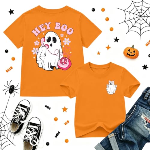 Halloween Shirts for Kids Toddler Ghost Graphic Tee Spooky Season Fall Tops - image 7