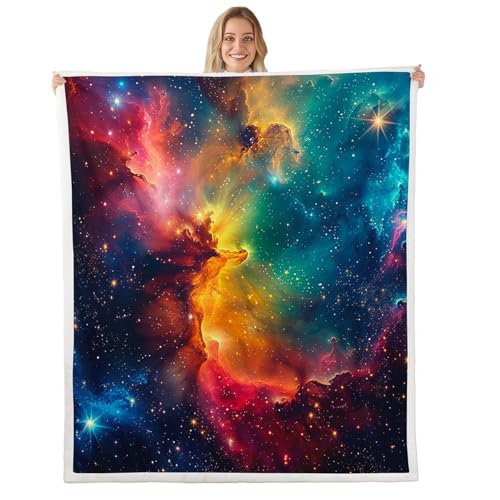 Feelyou Couverture polaire Nebulae Queen 90"x90" galaxie, sherpa 3D