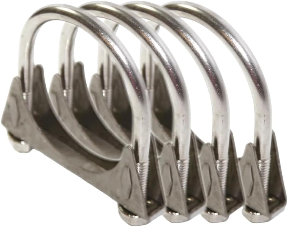 4 Pieces 2.125" [2 1/8"] Universal Heavy Duty Exhaust U Clamp Stainless Steel Muffer U-Bolt Muffler Clamps