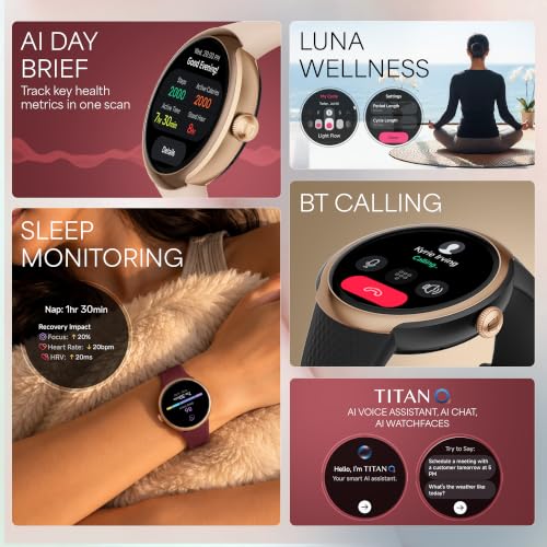 Image of Titan Celestor Verv with 1.19 inch AMOLED Display, Built-in GPS, Skin Temperature Monitoring, Luna Wellness, Smart Hydration, VO2 Max, Training Load & Readiness, 3 ATM Smart Watch for Women - Black