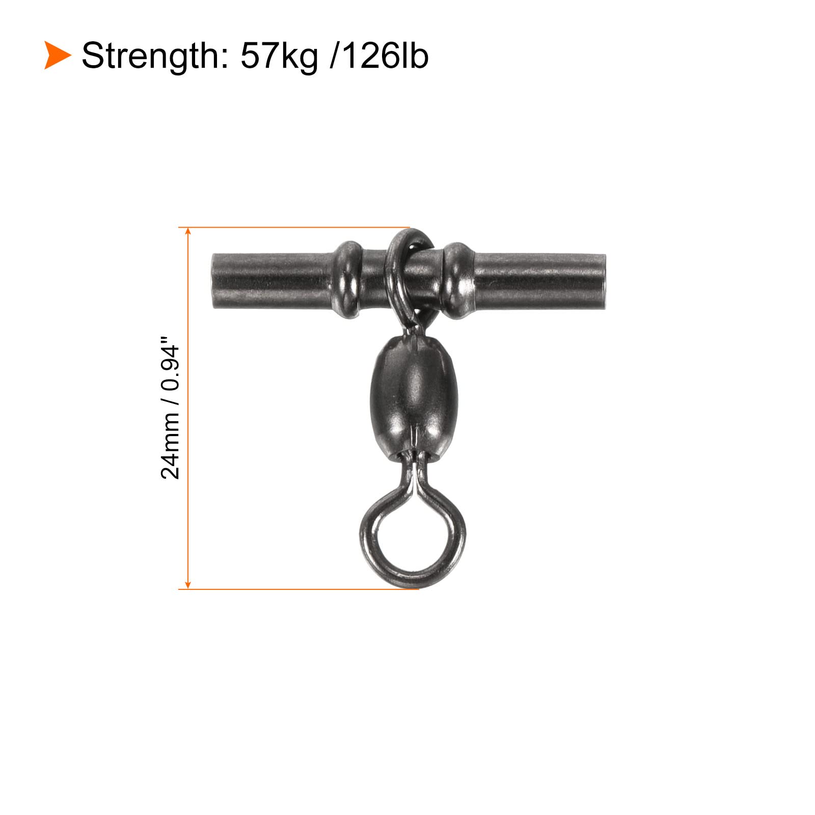 PATIKIL Sleeve Swivel, 10Pcs 126lb Stainless Steel Cross Line 3 Way Fishing Terminal Tackle, Black