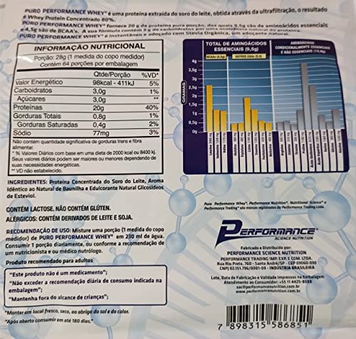 Performance Science Nutrition Puro Performance Whey Refil (1 8Kg) Baunilha
