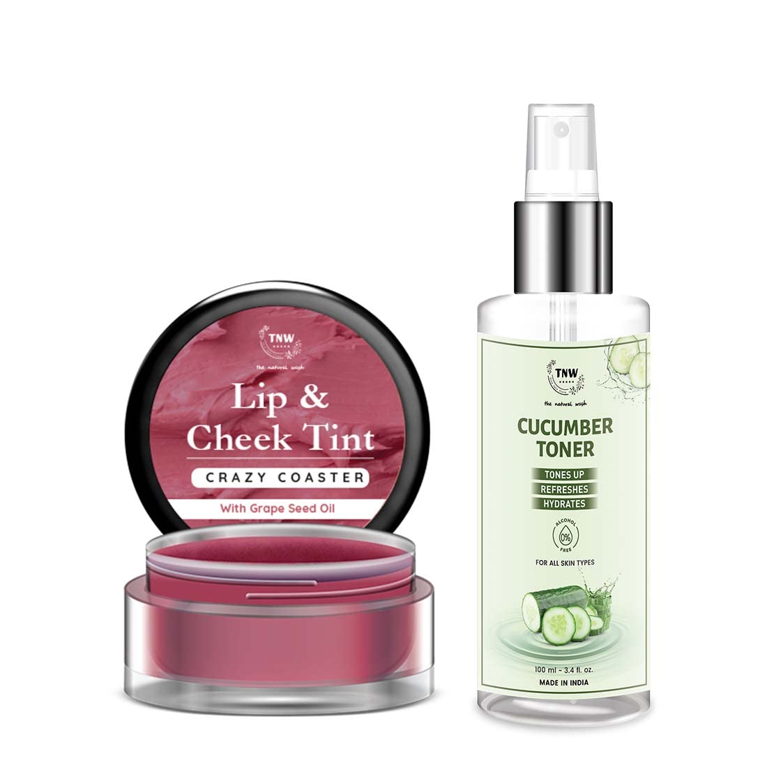 TNW-The Natural Wash Lip & Skin Care Combo with Crazy Coaster Lip & Cheek Tint and Cucumber Toner | For Adding Pop of Color & Hydrating Skin | Suitable for All Skin Types-image-10