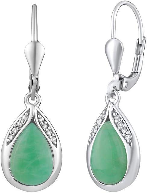 SILVEGO - JST13327JAE - Women 925 Sterling Silver Earrings with Genuine Natural Jade