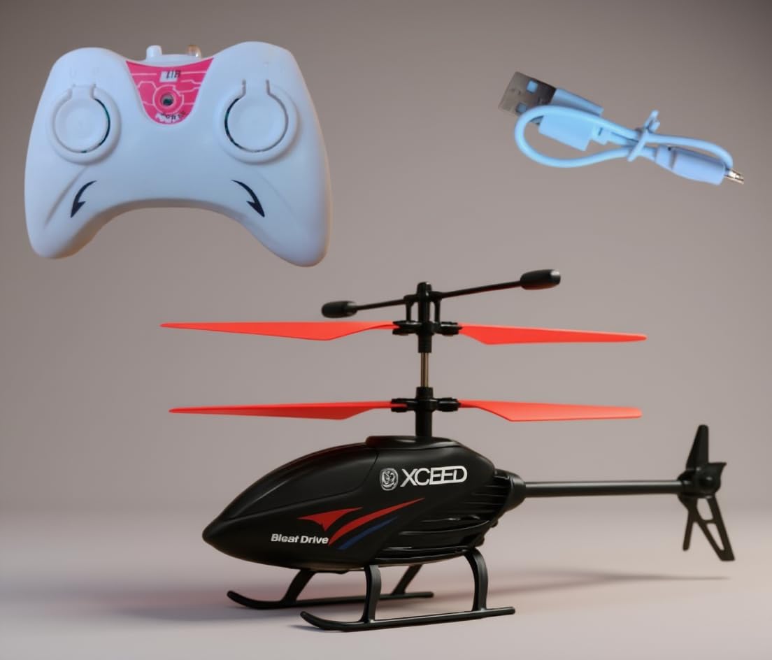 NEEYATI Flying RC Helicopter Toy for Kids – Hand Induction & Gravity Sensor – Rechargeable with Remote Control – Indoor & Outdoor Use – Multicolor (Ages 4+)