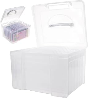 Greeting Card Organizer Box with Dividers Clear Plastic Greeting Card Storage Box with Adjustable Compartments for Photos Postcards Stationery Birthday Storage