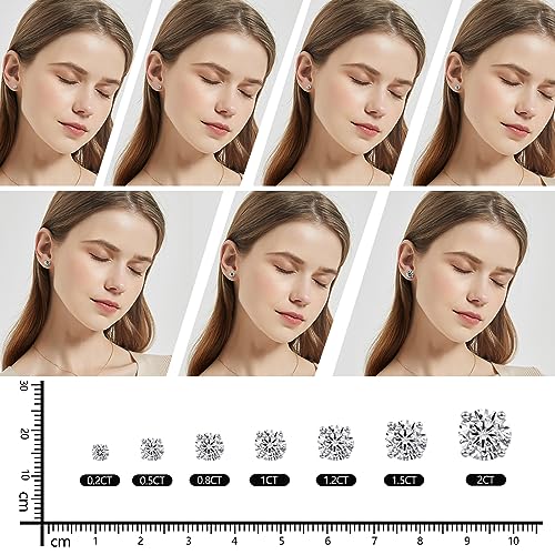 Bren Moissanite Earrings 4Ct D Color Vvs1 Round Cut Diamond Earrings Moissanite Earrings For Women 14K White Gold Plated S925 Sterling Silver Earrings Diamond Stud Earrings For Women Men Gifts #TOP2