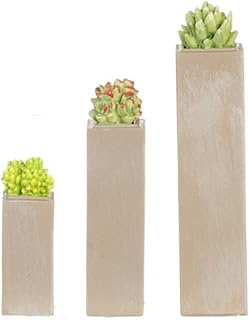 Melody Jane Dolls Houses Dollhouse Resin Tall Square Succulents Set 3pc