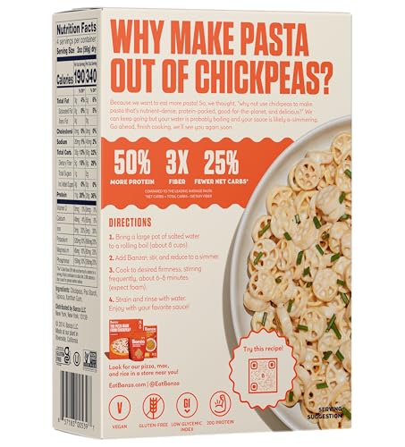 Image of Banza Chickpea Pasta, Wheels - Gluten Free Healthy Pasta, High Protein, Lower Carb and Non-GMO, 8 Ounce (Pack of 6)