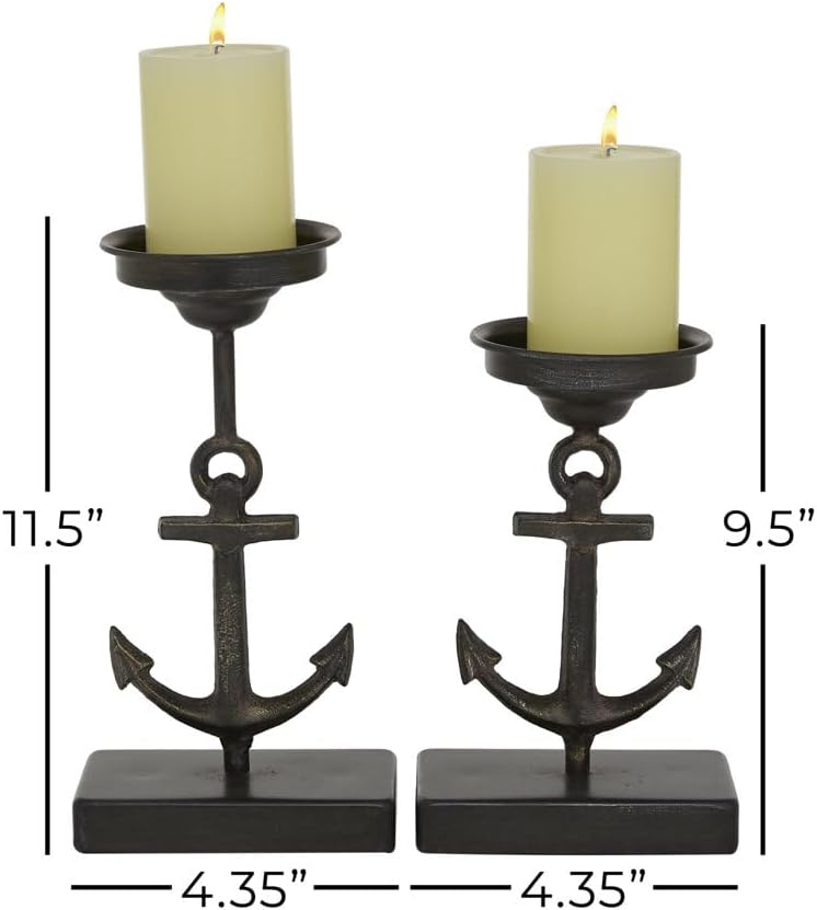 Candleholders 2 Candle Black Metal Holder, Set of