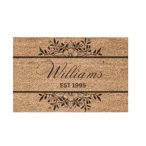 Trendi Personalised Coir Door Mat | Non-Slip Heavy-Duty | Customised Size | Dirt-Trapping | Rustic Outdoor & Indoor | Your Text (EST & Name)