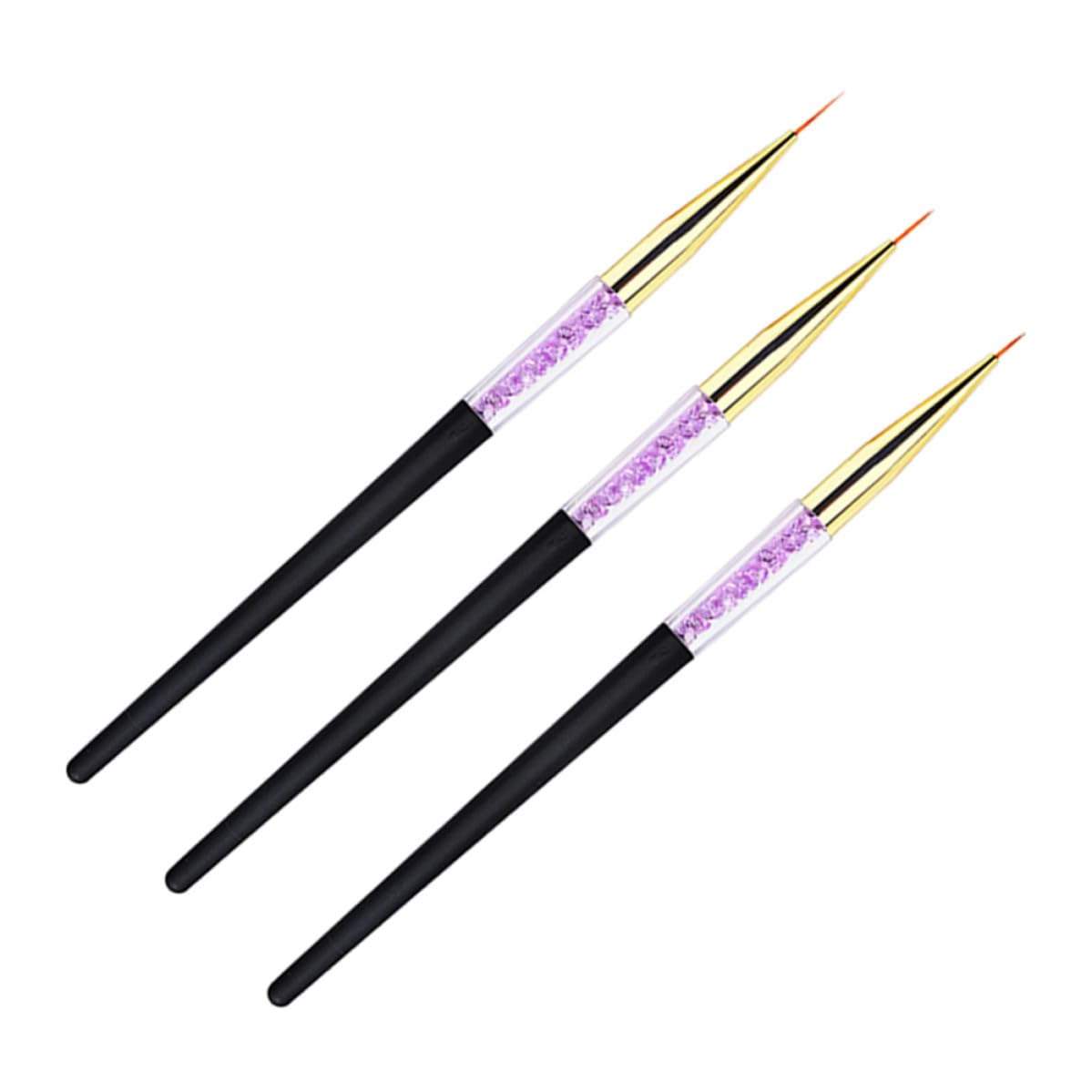 3pcs Delicate Nail Art Pen Brush Set for Women with Long Handle Design Lightweight Plastic Nail Painting Tool for Professional and Home Use