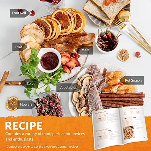 Kwasyo Dörrautomat Edelstahl DA 1000, XXL-Dörrfläche 1,8 m², Dörrgerät Temperatur einstellbar 30-90℃, LED-Display, 24 Std, BPA-frei, mit Rezeptheft, 10 Edelstahl-Dörrtabletts – Bild 7