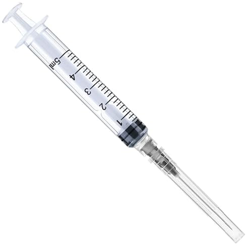 Paquete de 100 jeringas de plástico Luer Lock de 0.2 fl ozcc con aguja de 22 Ga, herramientas de medición de laboratorio para dispensación