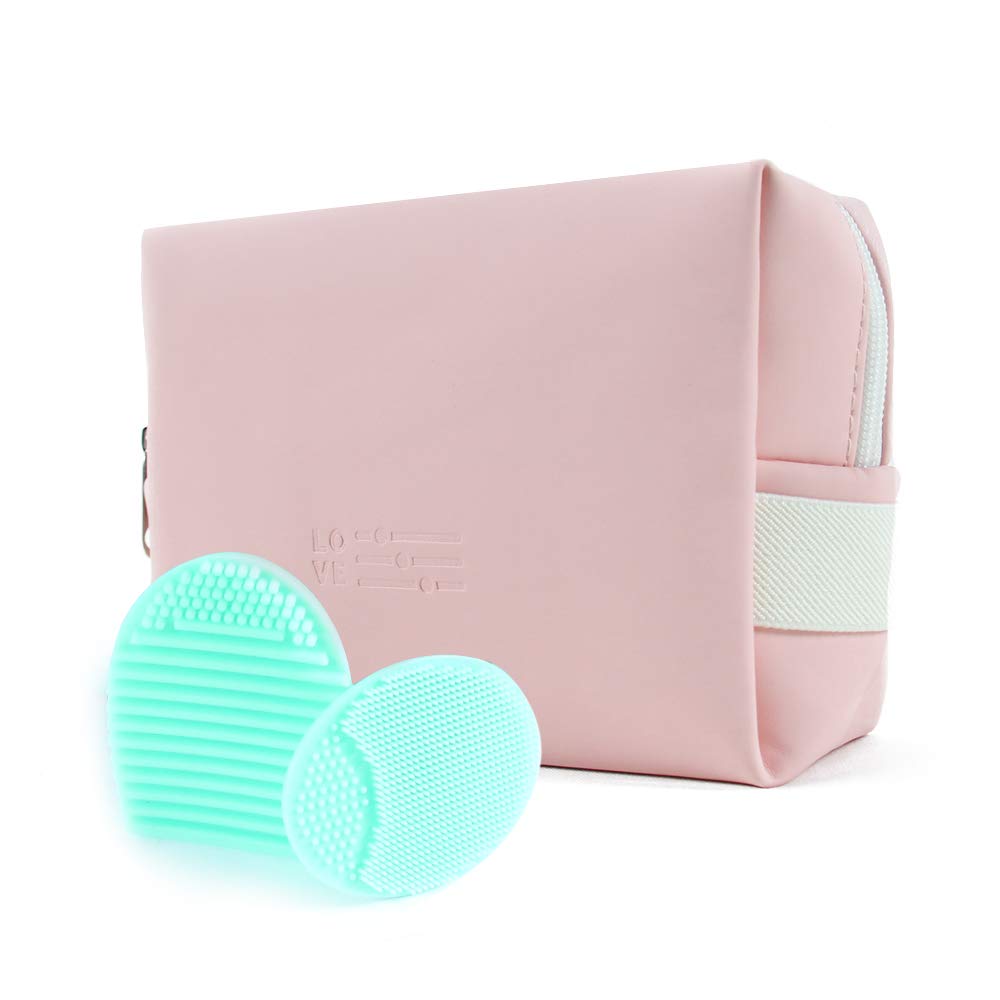 Cosmetic Bag Makeup Bags for Women PU Leather Waterproof Washable Small Makeup Pouch Travel Bags for Portable Toiletries Pink
