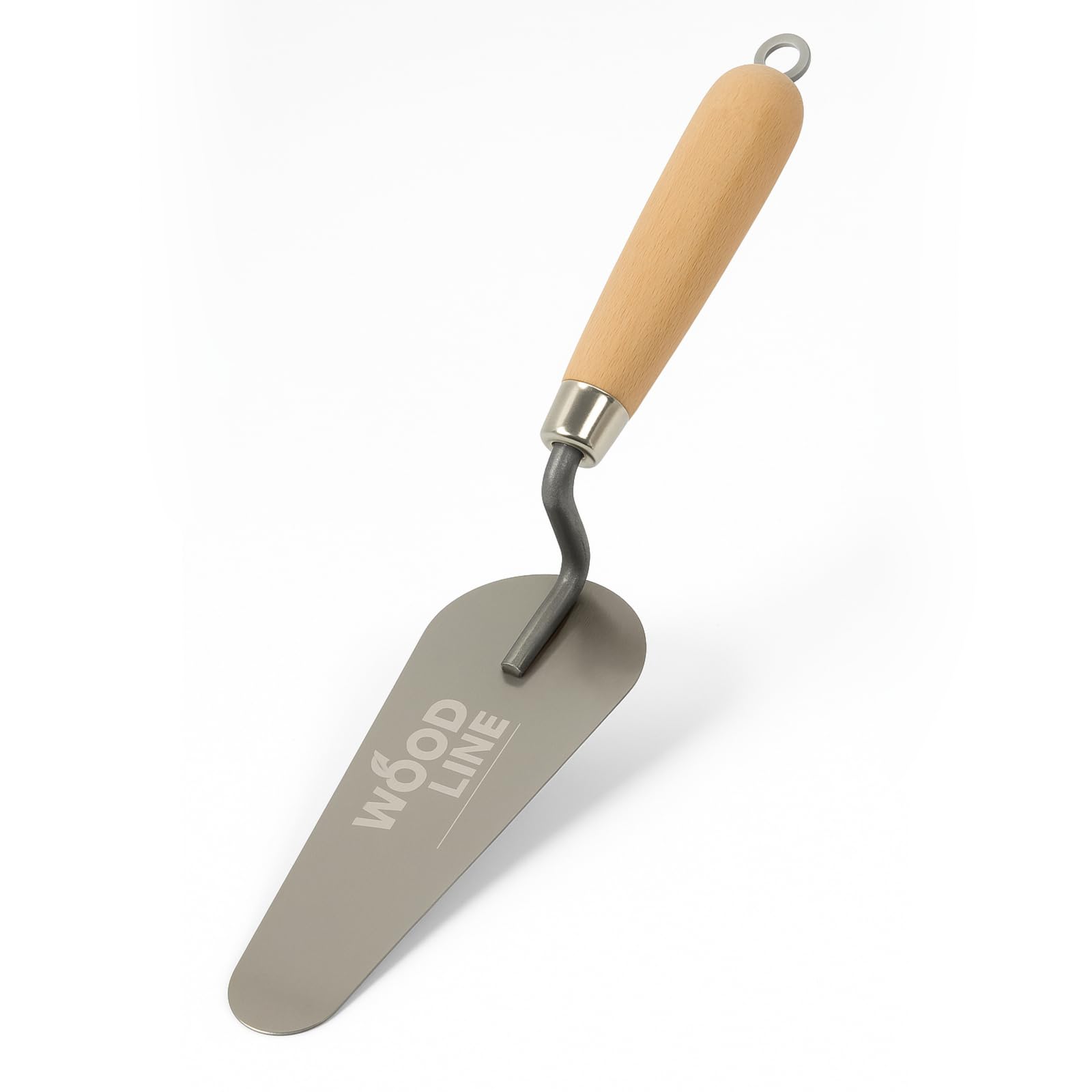 DEWEPRO Cazzuola per lingua per gatti, 160 x 55 x 20 mm, lama in acciaio inox 1,0 mm, mestolo professionale per intonaco e stucco, manico ergonomico in legno di faggio